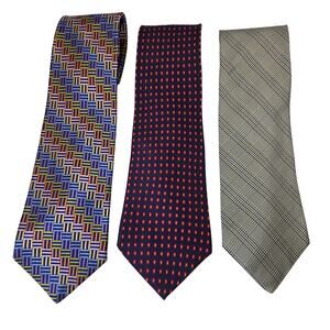 Tommy Hilfiger Silk Tie Lot 3 USA 3.75" Classic Designer Bundle Contrast Tips